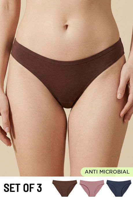 Buy Zivame Low Rise Full Coverage Bikini Panty (Pack of 3) - Multicolor
